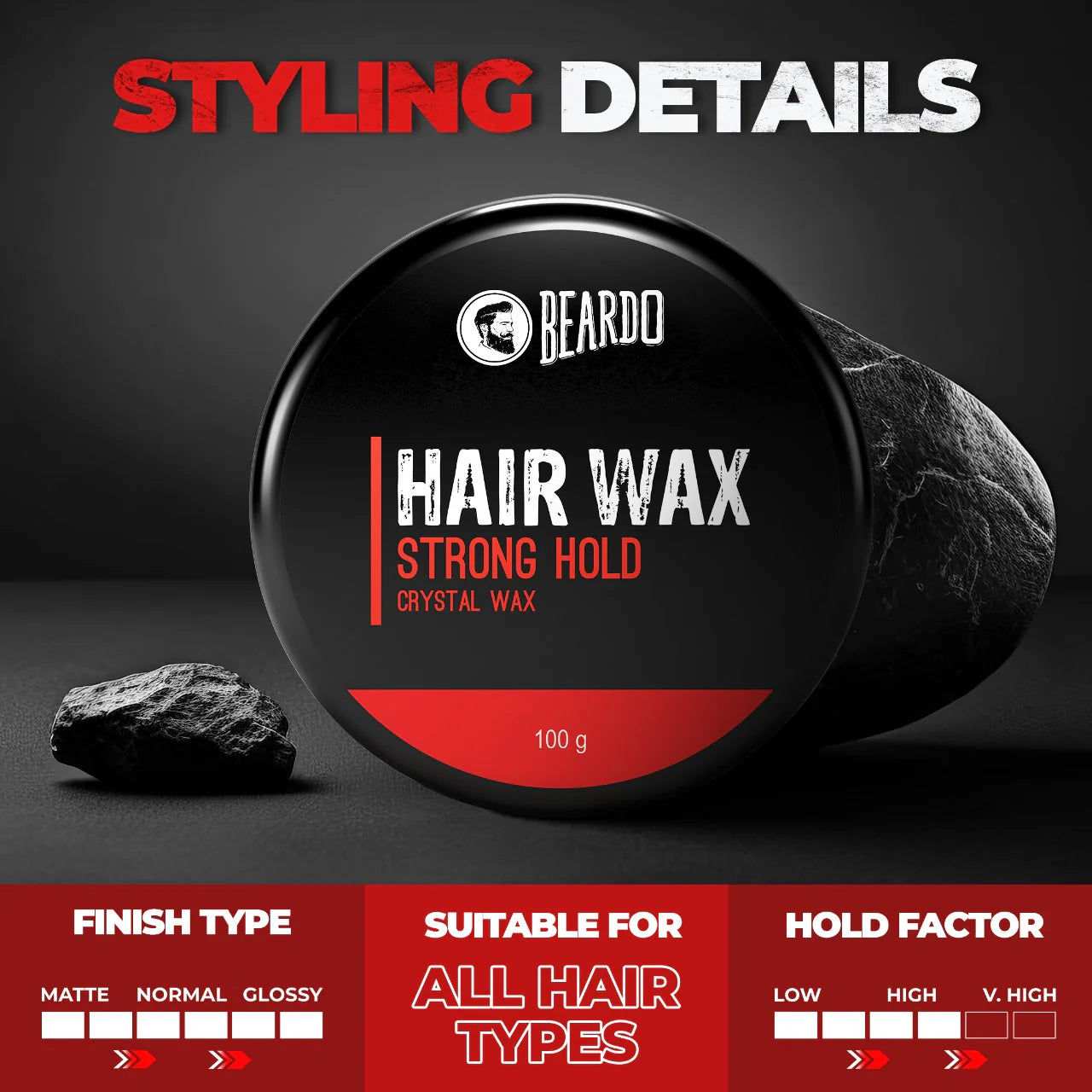 Beardo Hair Wax Strong Hold Crystal Gel Wax